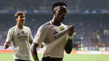 Vinícius celebra su gol en el Tartiere Vinícius celebra su gol en el Tartiere