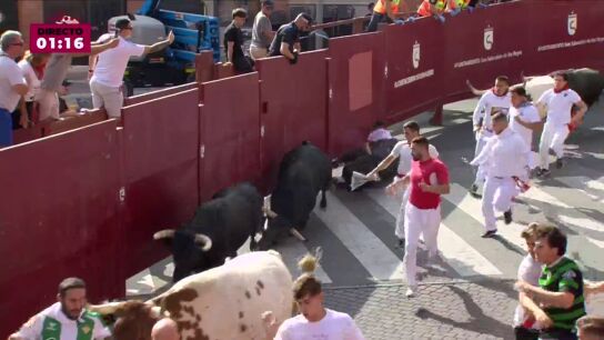 Resbalón de los toros durante el recorrido