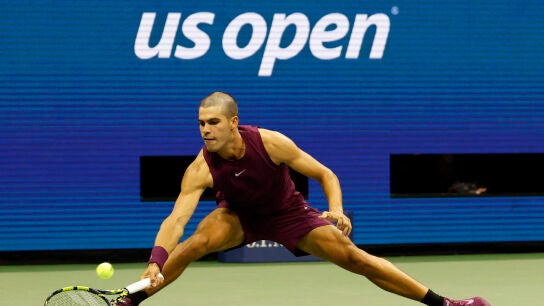 Carlos Alcaraz, en acci&oacute;n en el US Open