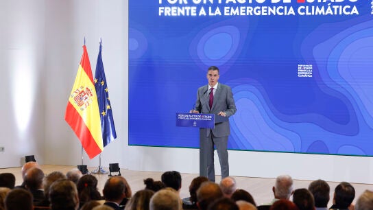 El presidente del Gobierno, Pedro S&aacute;nchez, durante la clausura del acto &lsquo;Por un pacto de Estado frente a la emergencia clim&aacute;tica