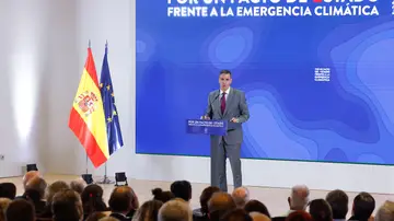 El presidente del Gobierno, Pedro Sánchez, durante la clausura del acto ‘Por un pacto de Estado frente a la emergencia climática El presidente del Gobierno, Pedro Sánchez, durante la clausura del acto ‘Por un pacto de Estado frente a la emergencia climática
