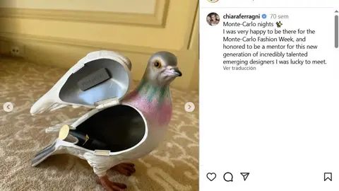 El bolso paloma que llevó Chiara Ferragni en Montecarlo El bolso paloma que llevó Chiara Ferragni en Montecarlo