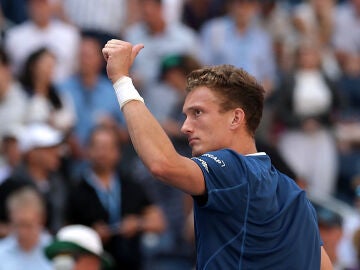 Jiri Lehecka celebra un punto en el US Open