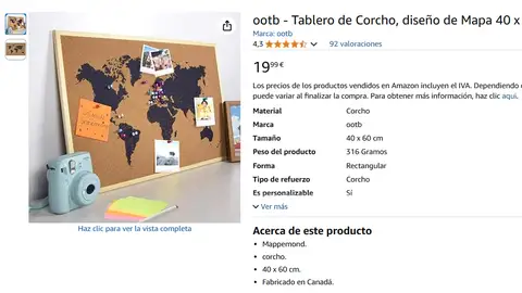 Tablero de corcho mapamundi Tablero de corcho mapamundi