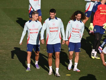 Álvaro Morata, en un entrenamiento en Las Rozas