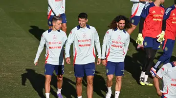 Álvaro Morata, en un entrenamiento en Las Rozas Álvaro Morata, en un entrenamiento en Las Rozas