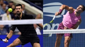 Novak Djokovic y Carlos Alcaraz, en acción en el US Open 2025