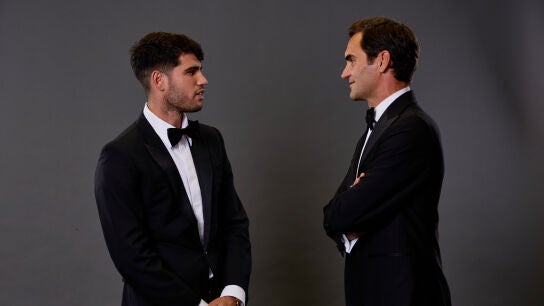 Carlos Alcaraz y Roger Federer en la Laver Cup 2024