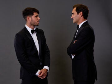 Carlos Alcaraz y Roger Federer en la Laver Cup 2024