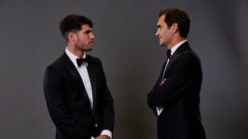 Carlos Alcaraz y Roger Federer en la Laver Cup 2024