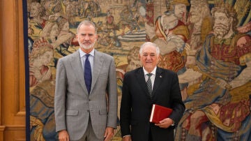El rey recibe en audiencia al presidente del Tribunal Constitucional, Cándido Conde-Pumpido