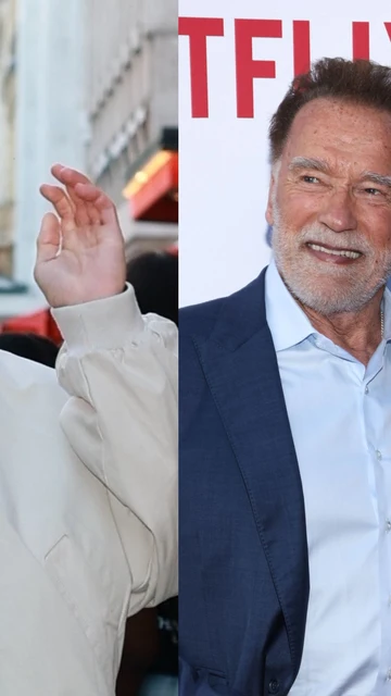Patrick schwarzenegger y Arnold Schwarzenegger con su hijo Joseph Baena