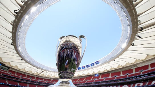 El trofeo de la Champions, en el Metropolitano el 1 de junio de 2019