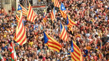 Manifestantes en Barcelona con motivo de la Diada