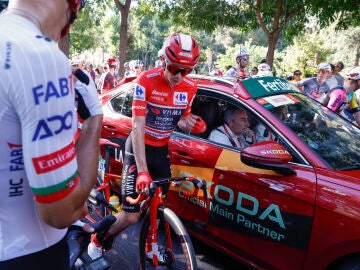 Jonas Vingegaard, en el momento de la suspensión de la última etapa de la Vuelta