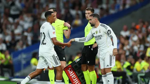 Trent Alexander-Arnold, en el momento de ser sustituido por Carvajal Trent Alexander-Arnold, en el momento de ser sustituido por Carvajal