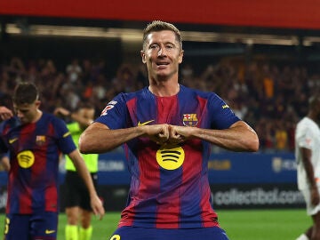 Lewandowski en el último partido ante el Valencia