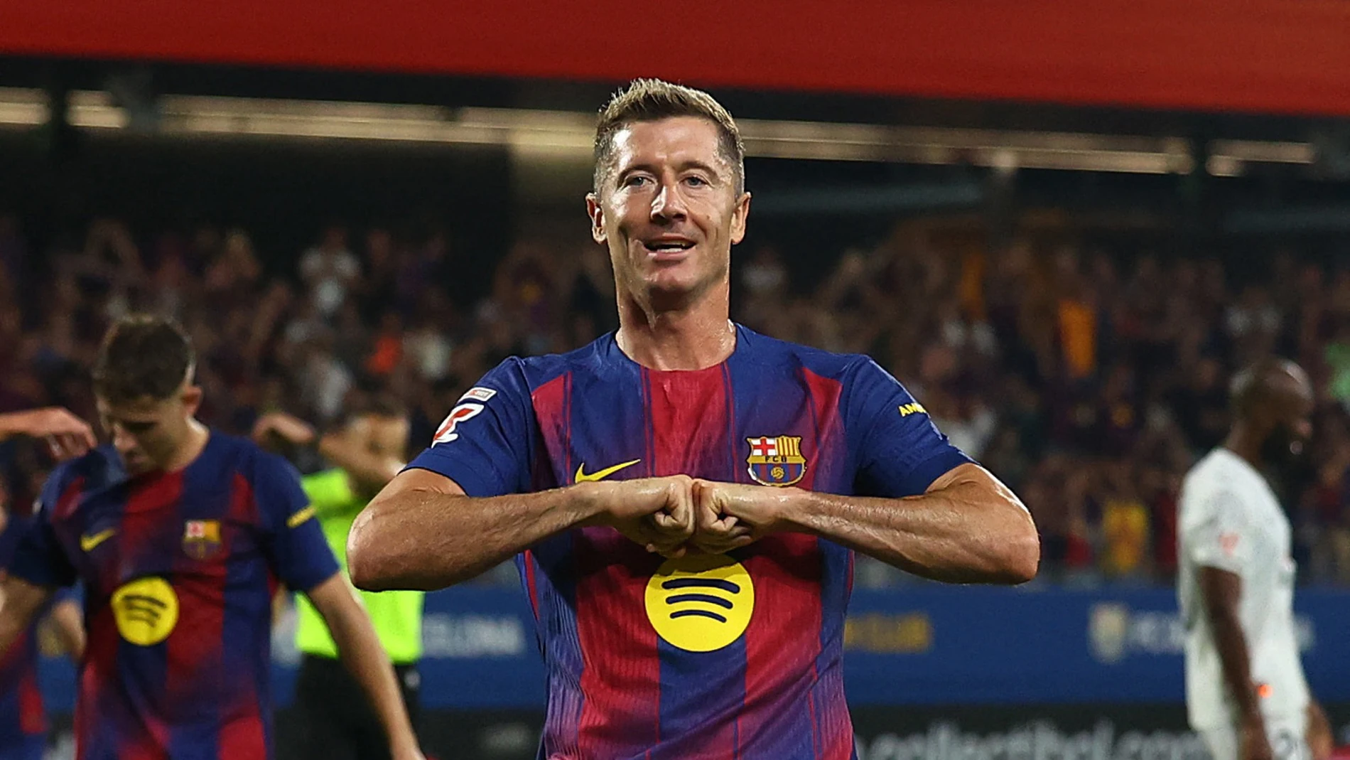 Lewandowski en el último partido ante el Valencia Lewandowski en el último partido ante el Valencia