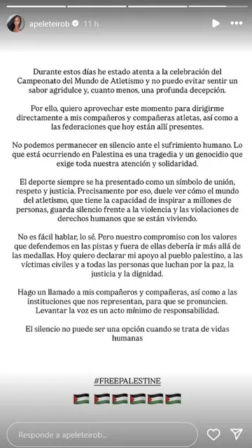El mensaje de Ana Peleteiro sobre Gaza El mensaje de Ana Peleteiro sobre Gaza
