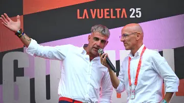 Óscar Pereiro, tras el final de la etapa 19 en Guijuelo Óscar Pereiro, tras el final de la etapa 19 en Guijuelo