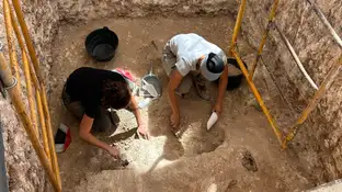 Trabajos de exhumación en un parque de Cañada Rosal, Sevilla. Trabajos de exhumación en un parque de Cañada Rosal, Sevilla.