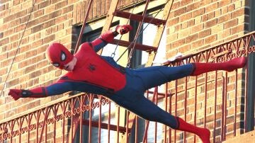 Tom Holland en el rodaje de SpiderMan en 2016