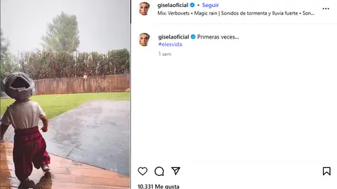 El hijo de Gisela caminando bajo la lluvia El hijo de Gisela caminando bajo la lluvia