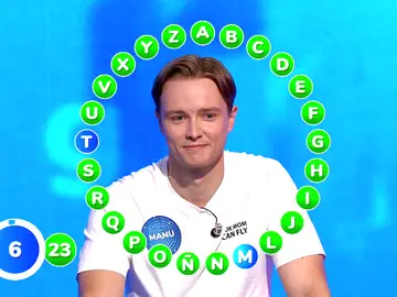 Manu arrasa con su último turno en El Rosco: ¡se pone a dos letras del bote de 2.158.000 euros! Manu arrasa con su último turno en El Rosco: ¡se pone a dos letras del bote de 2.158.000 euros!