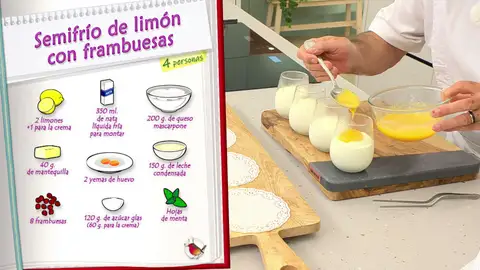 Ingredientes Semifrío de limón con frambuesas Ingredientes Semifrío de limón con frambuesas