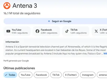 Cómo seguir a Antena 3 en Google Discover para no perderte lo mejor de nuestras series y programas Cómo seguir a Antena 3 en Google Discover para no perderte lo mejor de nuestras series y programas