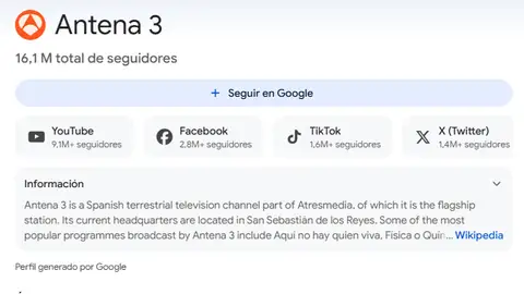 Cómo seguir a Antena 3 en Google Discover para no perderte lo mejor de nuestras series y programas Cómo seguir a Antena 3 en Google Discover para no perderte lo mejor de nuestras series y programas