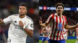 Kylian Mbappé y Julián Álvarez celebra un gol con Real Madrid y Atlético de Madrid Kylian Mbappé y Julián Álvarez celebra un gol con Real Madrid y Atlético de Madrid