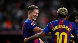 Lewandowski celebra su gol ante la Real