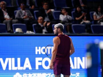 Carlos Alcaraz, en un partido en Tokio