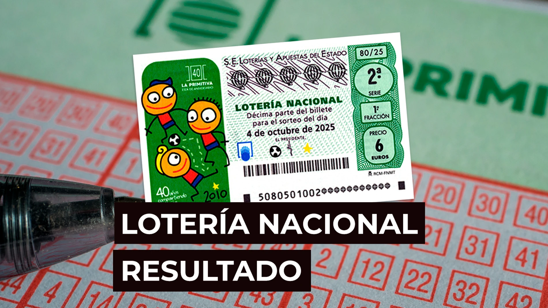Sorteo Lotería Nacional: Comprobar décimo de hoy sábado 4 de octubre, en directo Sorteo Lotería Nacional: Comprobar décimo de hoy sábado 4 de octubre, en directo