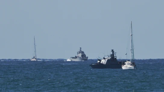 Buques de la Flotilla Global Sumud llegando al puerto de Ashdod Buques de la Flotilla Global Sumud llegando al puerto de Ashdod