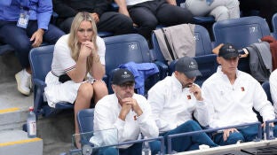 Darren Cahill, Simone Vagnozzi, Umberto Ferrara (de izquierda a derecha) en el US Open