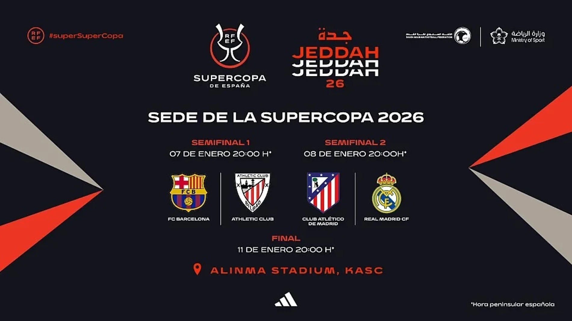 Horarios de la Supercopa de España 2026 Horarios de la Supercopa de España 2026