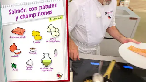 Ingredientes Salmón con patatas y champiñones Ingredientes Salmón con patatas y champiñones