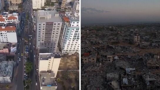 El antes y despu&eacute;s de Gaza tras dos a&ntilde;os de bombardeos