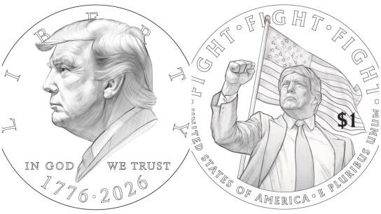 Trump dise&ntilde;a su d&oacute;lar perfecto: una moneda con el pu&ntilde;o en alto y su cara grabada