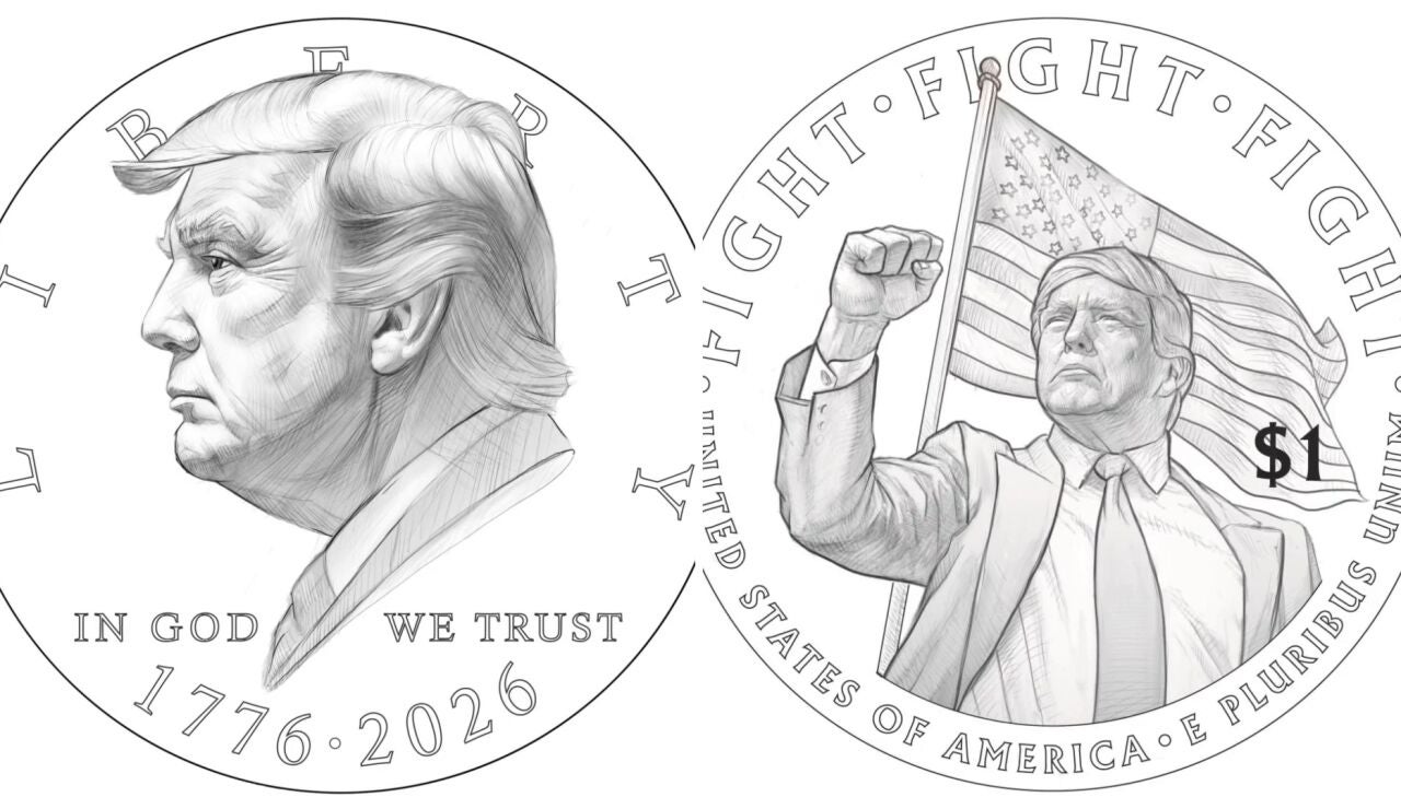 Trump dise&ntilde;a su d&oacute;lar perfecto: una moneda con el pu&ntilde;o en alto y su cara grabada