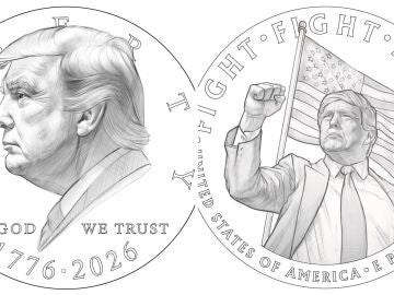 Trump dise&ntilde;a su d&oacute;lar perfecto: una moneda con el pu&ntilde;o en alto y su cara grabada