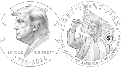 Trump diseña su dólar perfecto: una moneda con el puño en alto y su cara grabada Trump diseña su dólar perfecto: una moneda con el puño en alto y su cara grabada