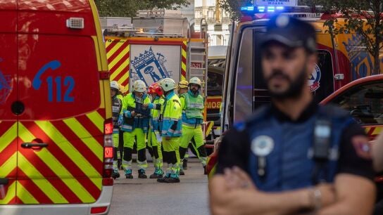 Imagen tras el derrumbe parcial de un edificio en obras en Madrid