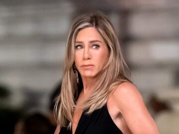 Jennifer Aniston rodando la serie The Morning Show en la New York Public Library