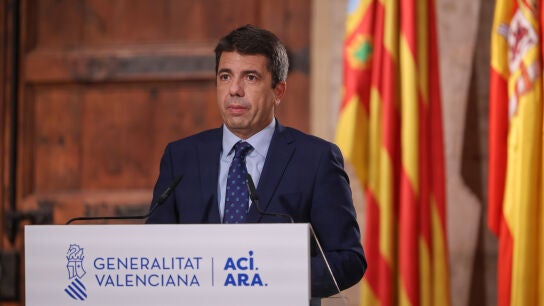 El president de la Generalitat, Carlos Maz&oacute;n, durante la declaraci&oacute;n institucional con motivo del D&iacute;a de la Comunitat Valenciana