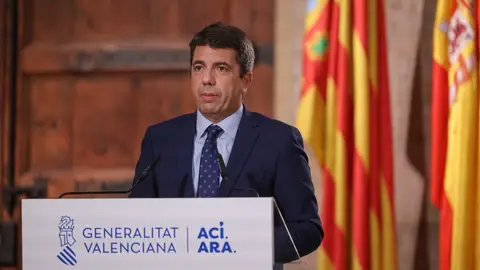 El president de la Generalitat, Carlos Mazón, durante la declaración institucional con motivo del Día de la Comunitat Valenciana El president de la Generalitat, Carlos Mazón, durante la declaración institucional con motivo del Día de la Comunitat Valenciana