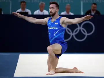 El gimnasta israelí Artem Dolgopyat en los Juegos de París 2024 El gimnasta israelí Artem Dolgopyat en los Juegos de París 2024