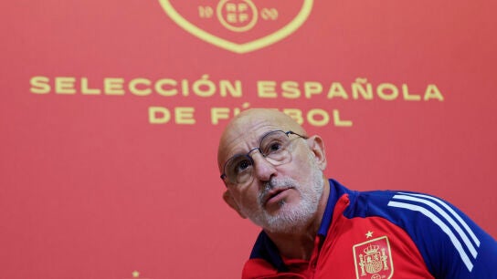 De la Fuente, en rueda de prensa en la Ciudad del F&uacute;tbol de Las Rozas